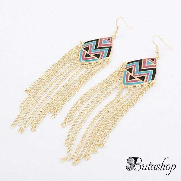 РАСПРОДАЖА! Золотистые серьги с цепочками - www.butashop.com