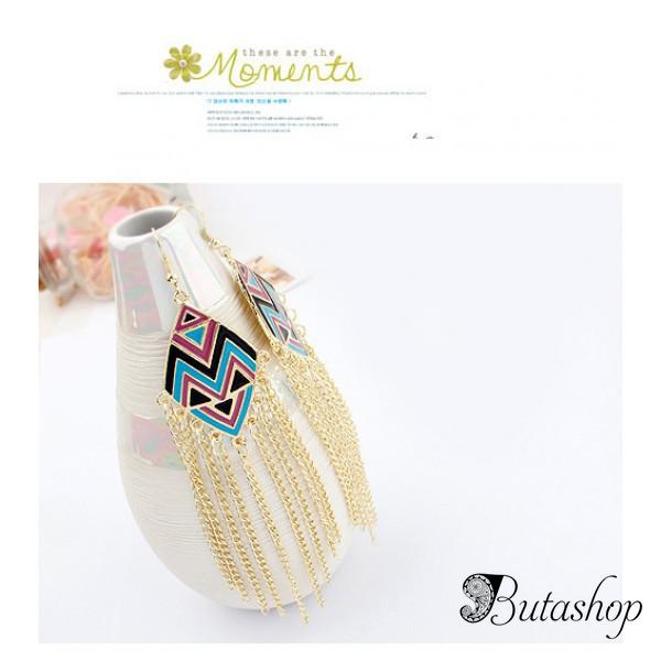 РАСПРОДАЖА! Золотистые серьги с цепочками - www.butashop.com