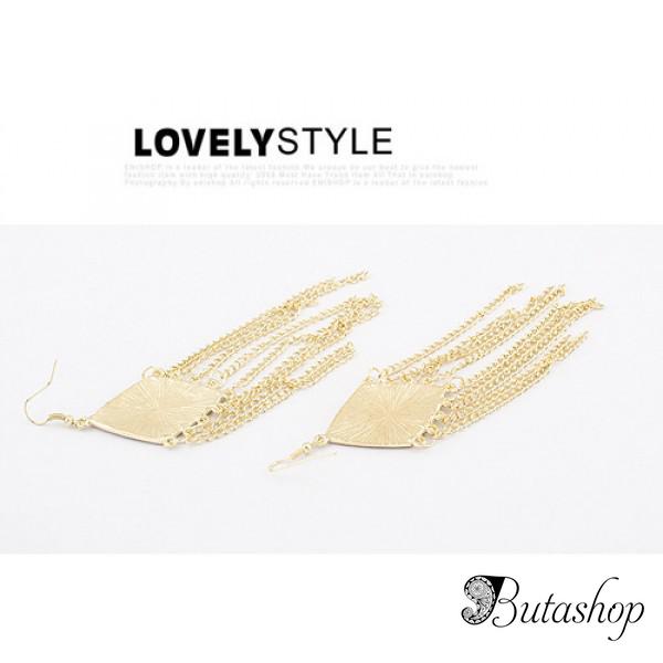 РАСПРОДАЖА! Золотистые серьги с цепочками - www.butashop.com