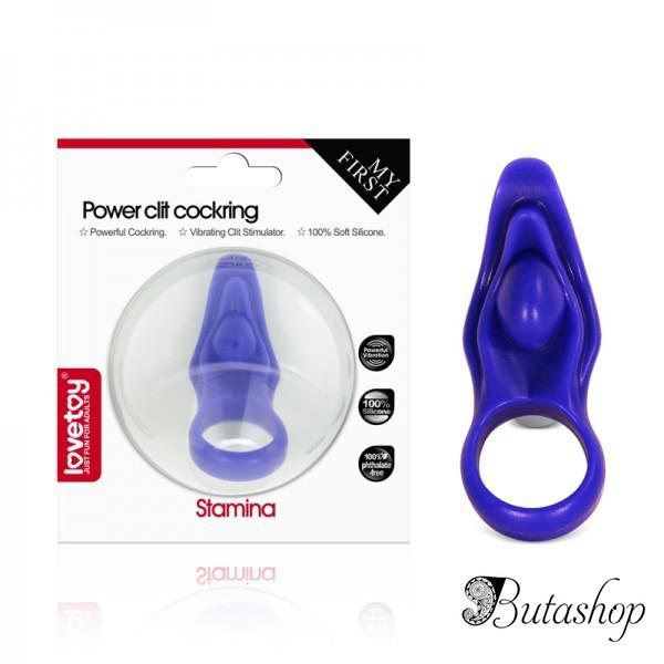 Насадка с вибрацией Power Stamina Clit Cockring синяя - www.butashop.com
