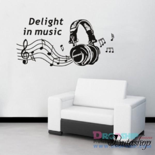 РАСПРОДАЖА! Виниловая наклейка - Delight in music - www.butashop.com