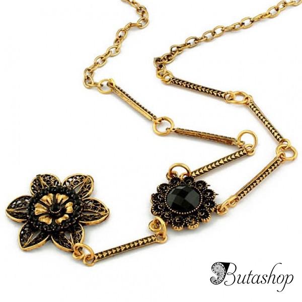 РАСПРОДАЖА! Красивое ожерелье с черными цветами в стиле барокко - www.butashop.com