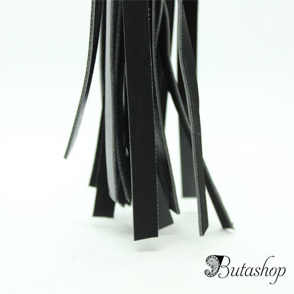 Черная кожаная плеть с красной ручкой - www.butashop.com