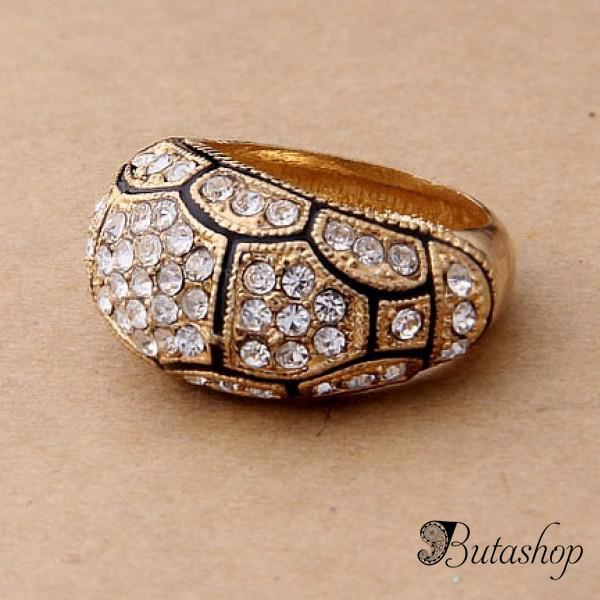 РАСПРОДАЖА! Красивое золотистое кольцо со стразами - www.butashop.com