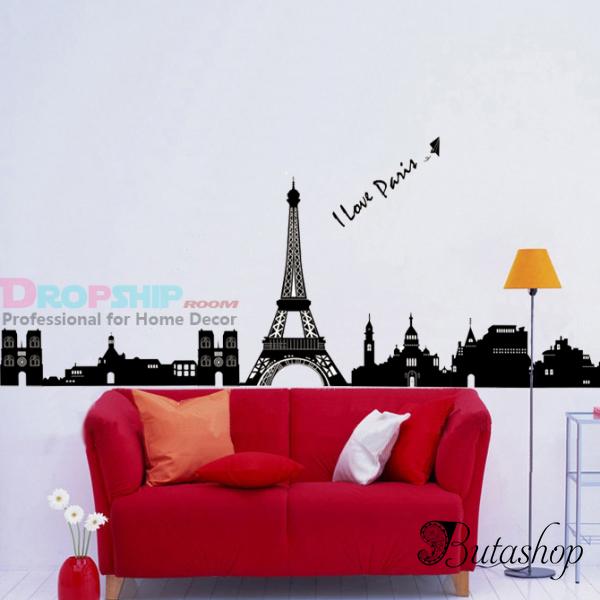 РАСПРОДАЖА! Виниловая наклейка - I love Paris - www.butashop.com