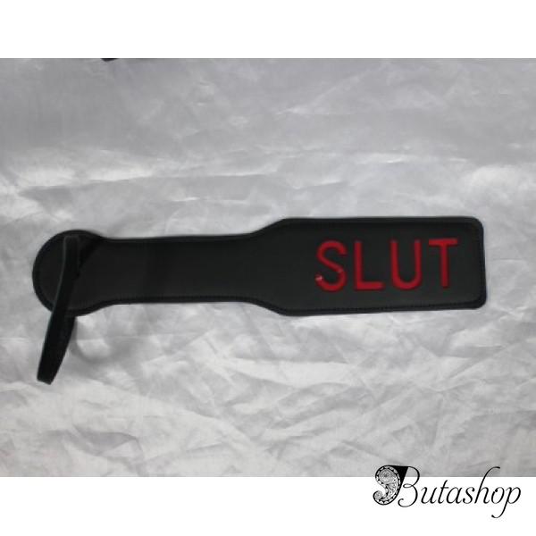 РАСПРОДАЖА! Черная шлепалка SLUT - www.butashop.com