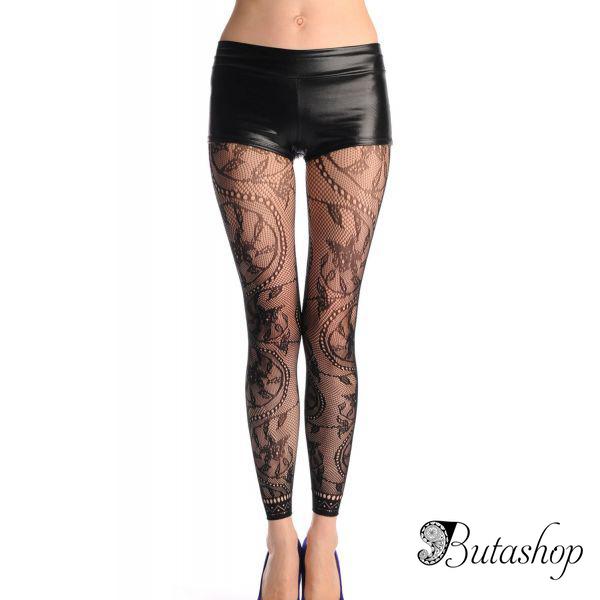 Колготки с кружевной отделкой и высокой талией - www.butashop.com