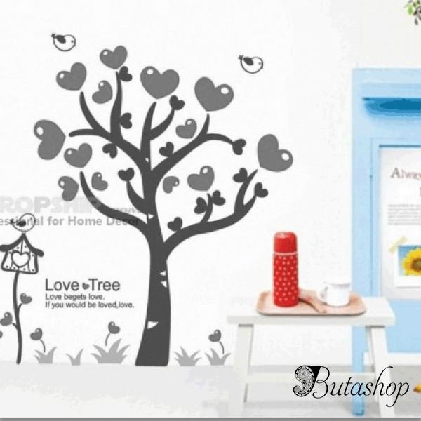 РАСПРОДАЖА! Виниловая наклейка - Дерево с сердечками - www.butashop.com