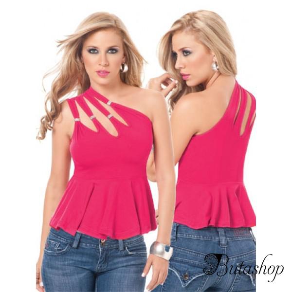 Розовый топ на одно плече - www.butashop.com