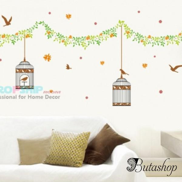 РАСПРОДАЖА! Виниловая наклейка - Клетки для птиц - www.butashop.com