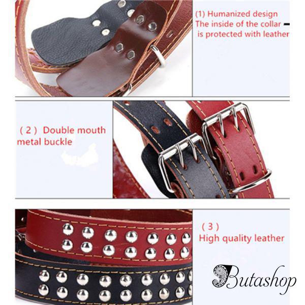 Коричневый кожаный ошейник - www.butashop.com