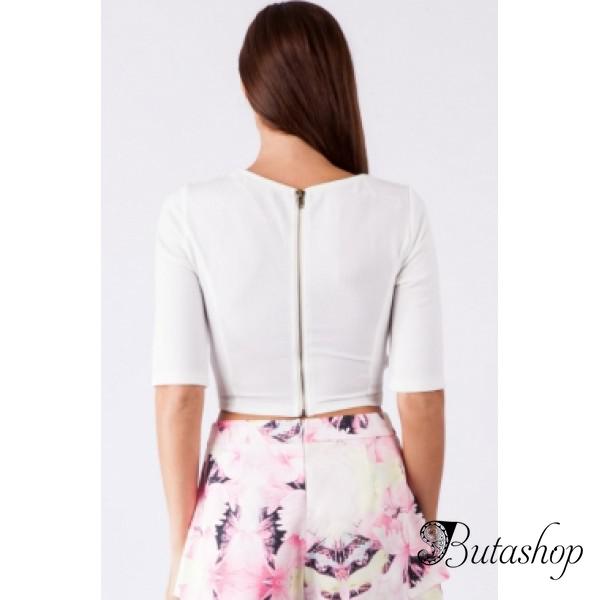 Белый топ с асимметричными вырезами - www.butashop.com