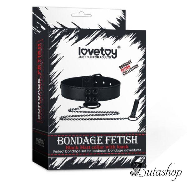 Черный матовый воротник с поводком Bondage Fetish Black Matt Collar With Leash - www.butashop.com