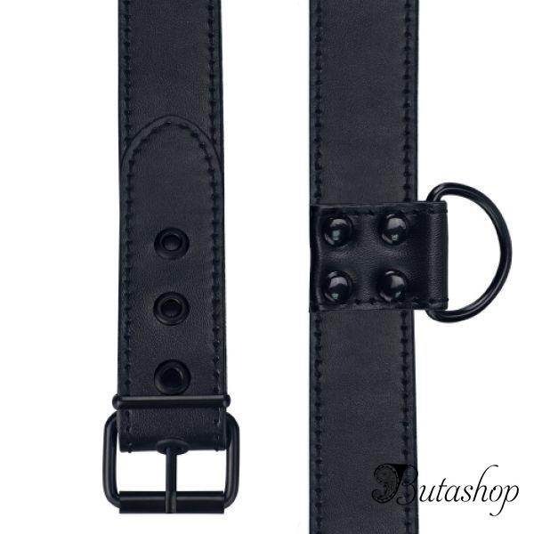 Черный матовый воротник с поводком Bondage Fetish Black Matt Collar With Leash - www.butashop.com