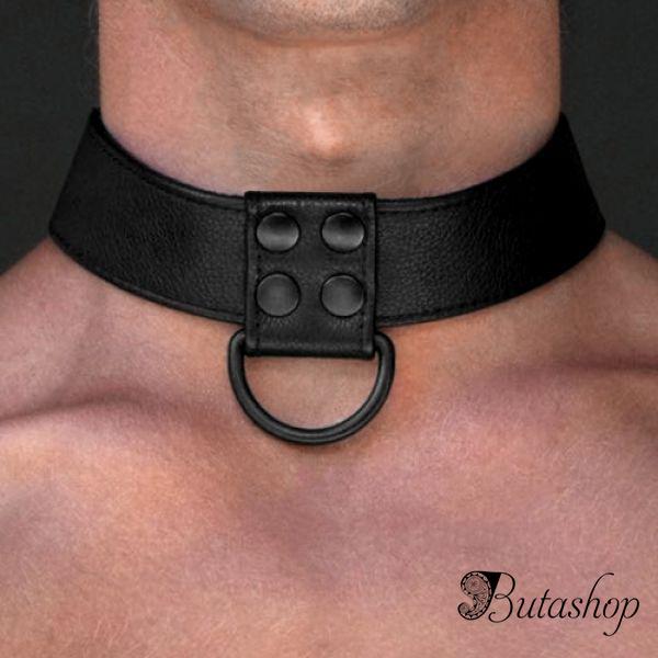 Черный матовый воротник с поводком Bondage Fetish Black Matt Collar With Leash - www.butashop.com