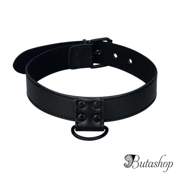 Черный матовый воротник с поводком Bondage Fetish Black Matt Collar With Leash - www.butashop.com
