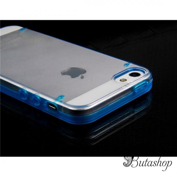РАСПРОДАЖА! PC Plastic & TPU Rubber Dual Color Glow-in-the-Dark Protective Case for iPhone 5 (Blue) - www.butashop.com