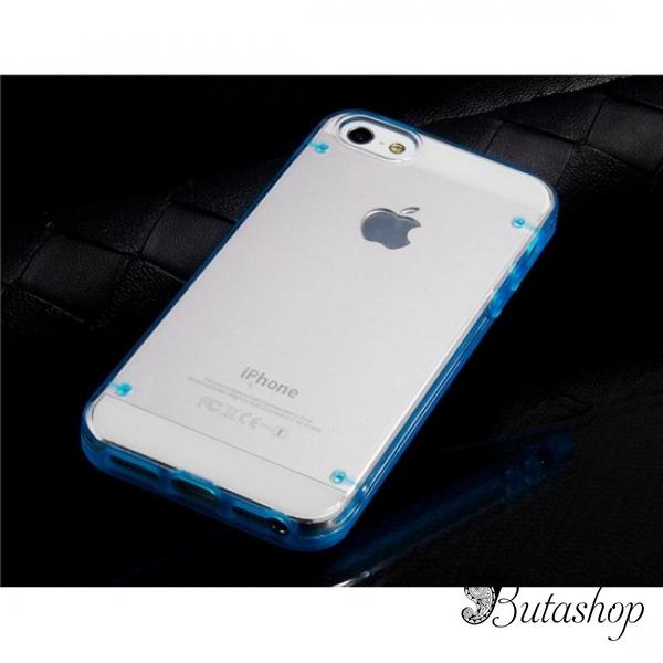 РАСПРОДАЖА! PC Plastic & TPU Rubber Dual Color Glow-in-the-Dark Protective Case for iPhone 5 (Blue) - www.butashop.com