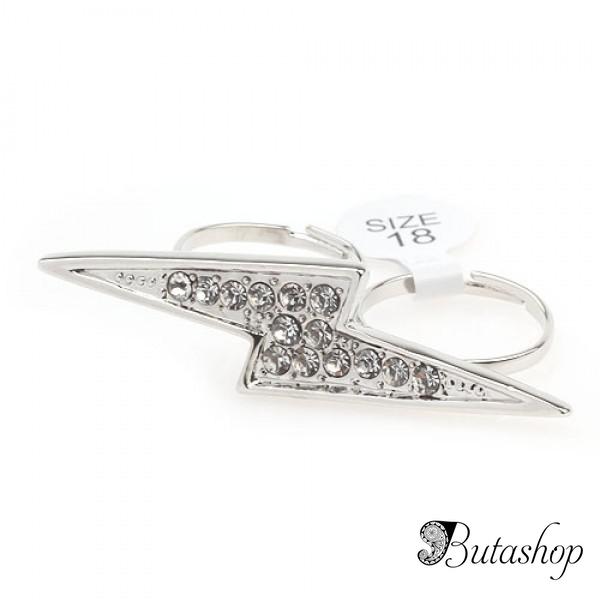 РАСПРОДАЖА! Золотое двойное кольцо со стразами - www.butashop.com