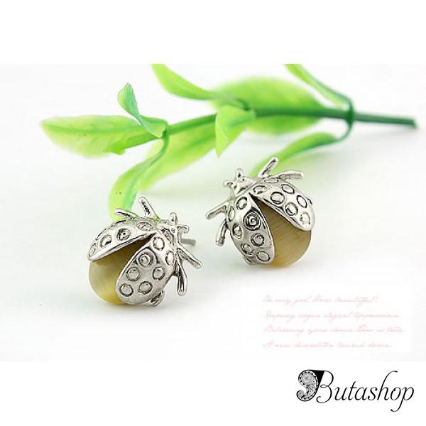 РАСПРОДАЖА! Компактные серьги - Божья коровка - www.butashop.com