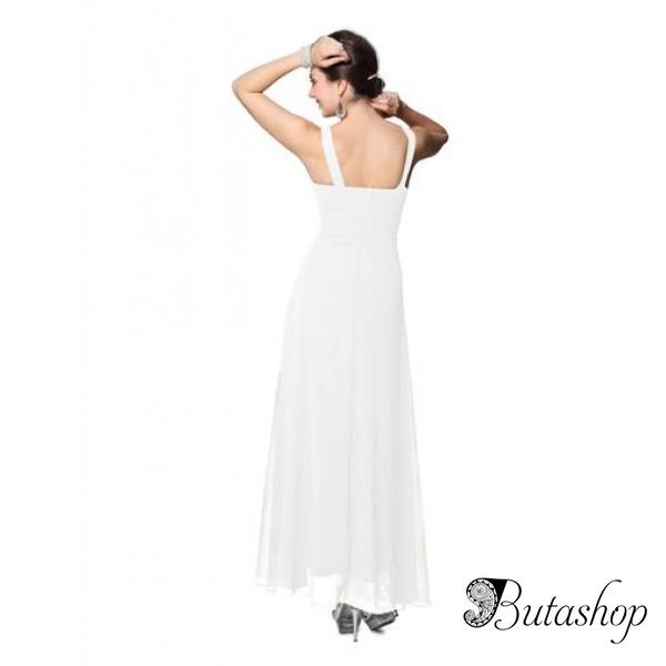 РАСПРОДАЖА! Элегантное белое платье с мерцающими стразами - www.butashop.com