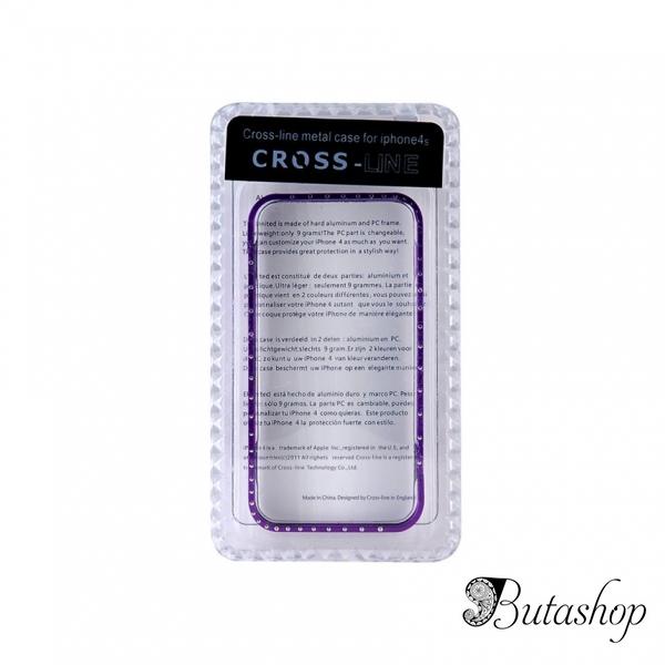 РАСПРОДАЖА! Metal Frame with Crystal Decoration for iPhone 4/ 4S (Purple) - www.butashop.com