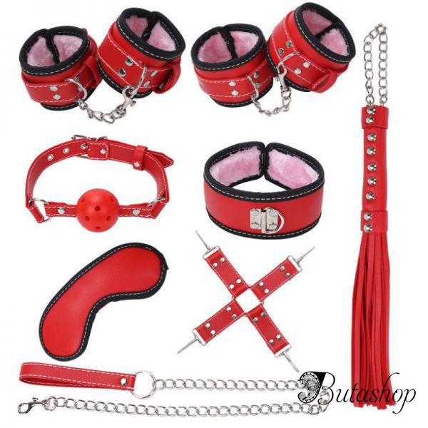 Leather Plush lining 8 piece Set Red - www.butashop.com