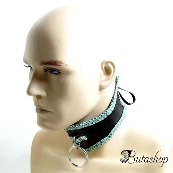 Черный ошейник с кружевной оборкой - www.butashop.com