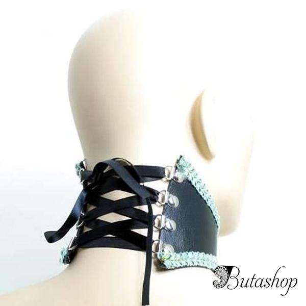 Черный ошейник с кружевной оборкой - www.butashop.com