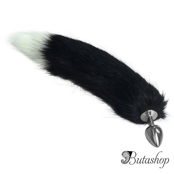 Прозрачная анальная втулка с черным хвостом - www.butashop.com