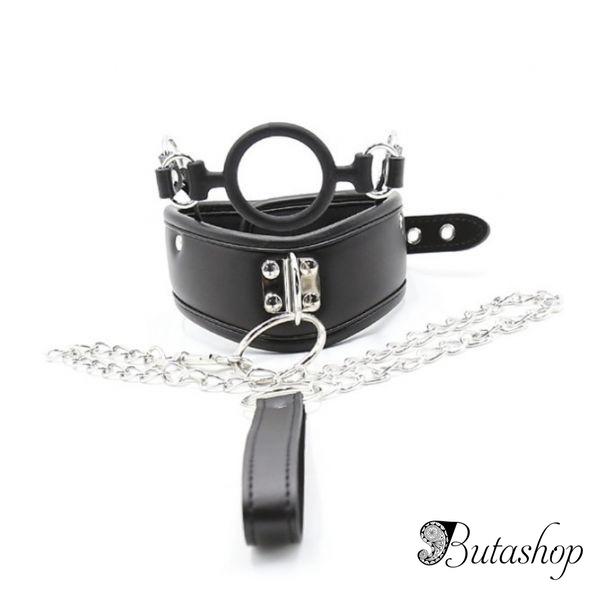 Leather Collar with Silicone Ring Gag - www.butashop.com