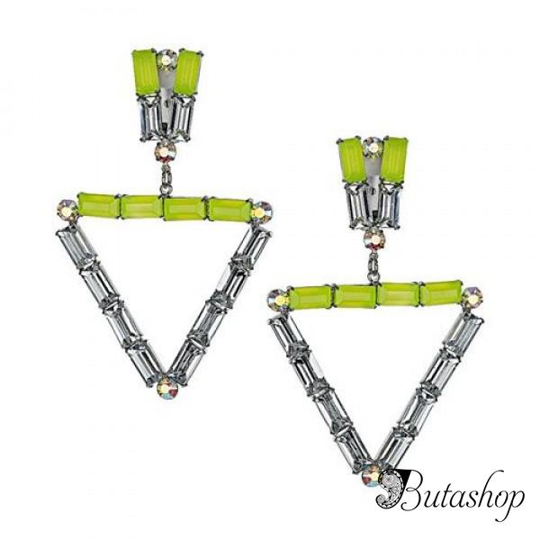 РАСПРОДАЖА! Треугольные серьги со стразами - www.butashop.com