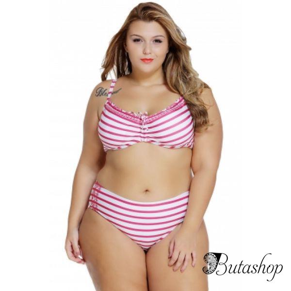 Красно-белый полосатый купальник - www.butashop.com