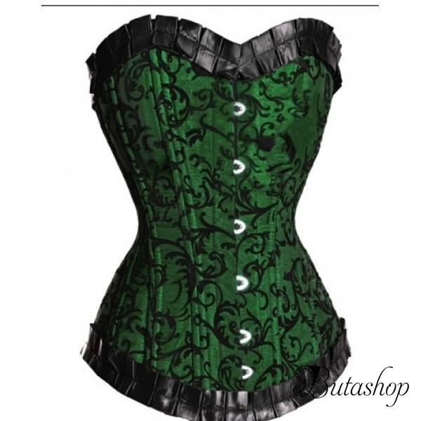 Изящний зеленый корсет с кружевом - www.butashop.com