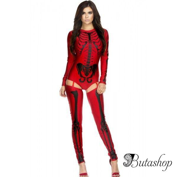 Красный Хеллоуин костюм скелета - www.butashop.com