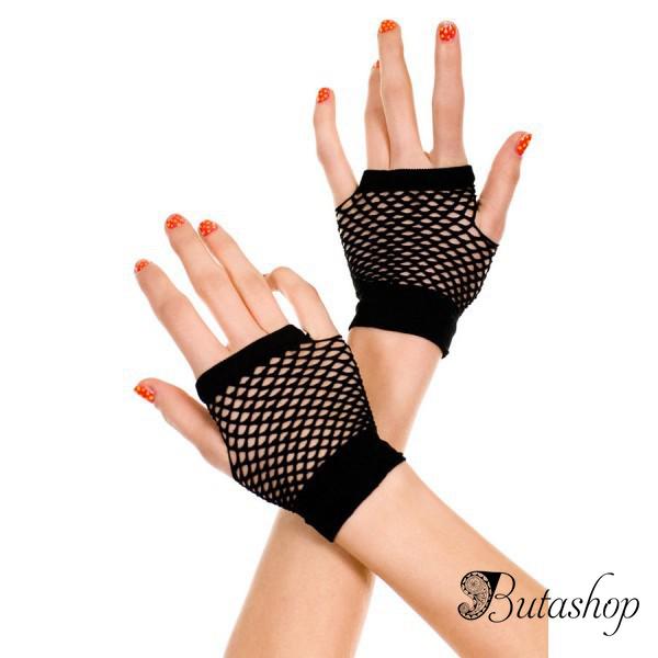 Черные сетчатые перчатки - www.butashop.com