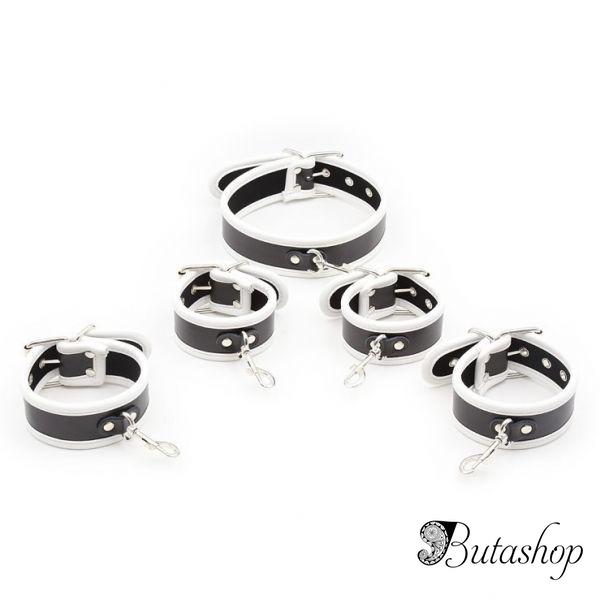Кожаные манжеты для шеи, рук и ног скрепленные цепью - www.butashop.com