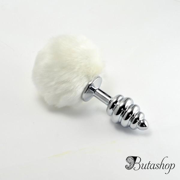 Анальная пробка спиральная с помпоном - www.butashop.com
