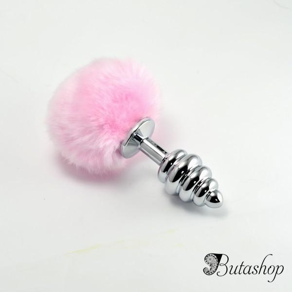 Анальная пробка спиральная с помпоном - www.butashop.com