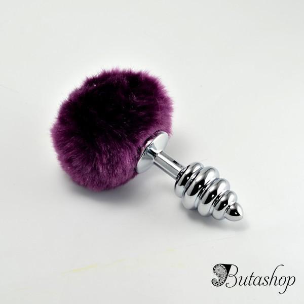 Анальная пробка спиральная с помпоном - www.butashop.com