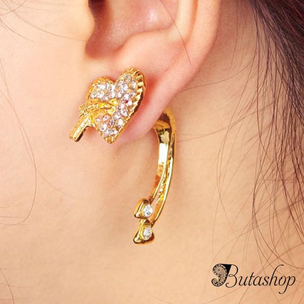 РАСПРОДАЖА! Золотистые серьги с сердечком - www.butashop.com