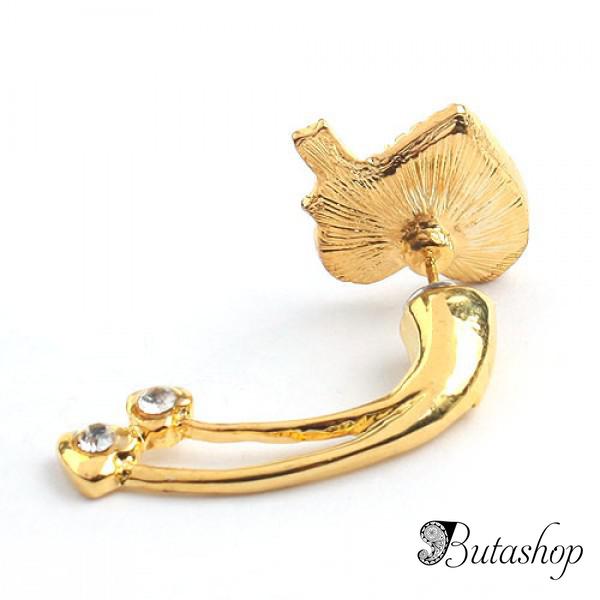 РАСПРОДАЖА! Золотистые серьги с сердечком - www.butashop.com