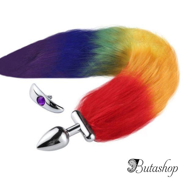 Deformable Fox Tail Metal Anal Plug Multicolor - www.butashop.com