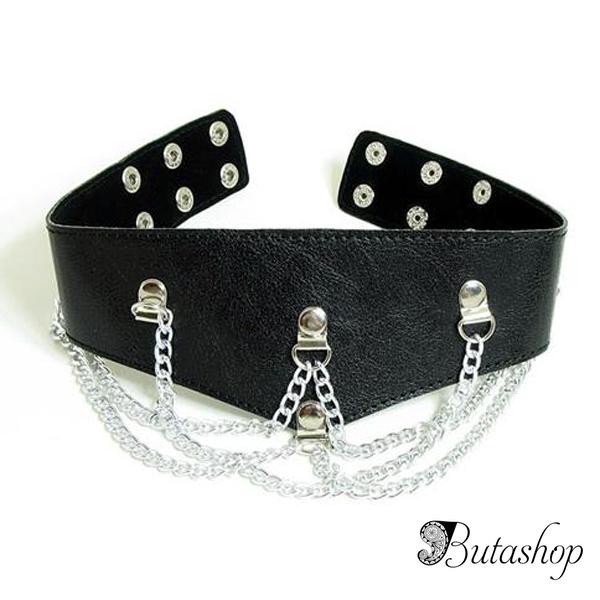Черный ошейник с металлическими цепями - www.butashop.com