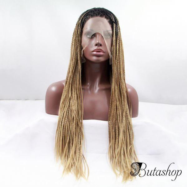 Длинный парик блонд омбре из афро косичек с темными корнями - www.butashop.com