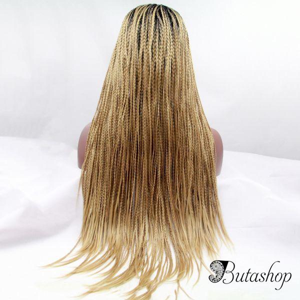 Длинный парик блонд омбре из афро косичек с темными корнями - www.butashop.com
