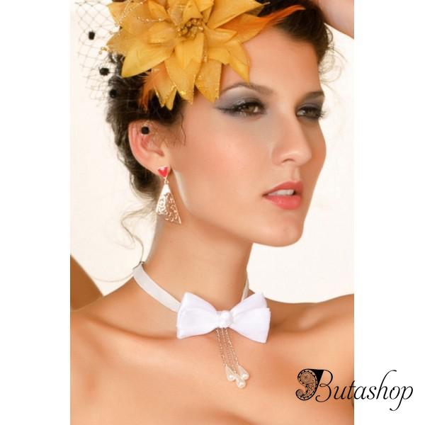 Украшение на шею в виде белой бабочки - www.butashop.com