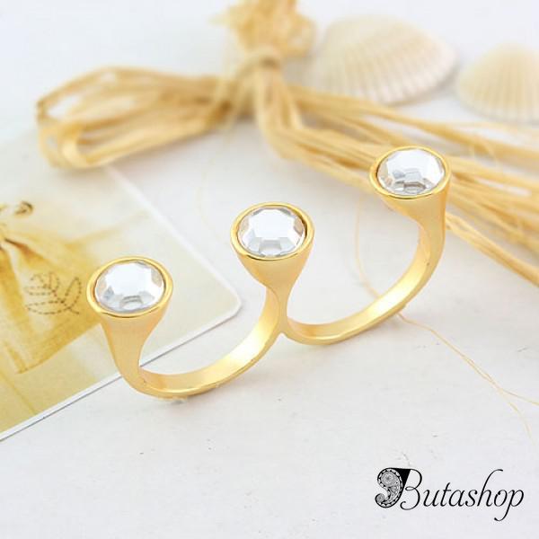 РАСПРОДАЖА! Двойное кольцо с камушками - www.butashop.com