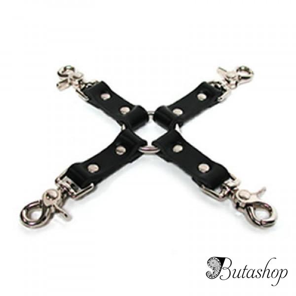 Черный кожаный бондаж с заклепками - www.butashop.com