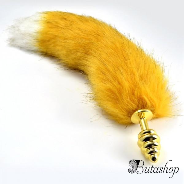 Анальная пробка с желтым хвостом - www.butashop.com
